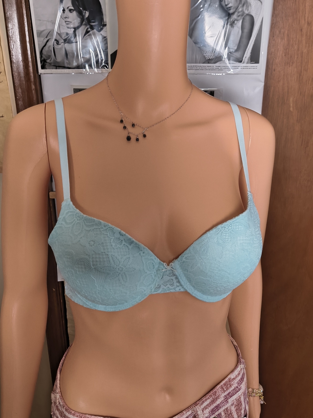 No Boundaries Lot of 2 Allover Lace Push Up Bras 32D Light Blue NWT Racerback